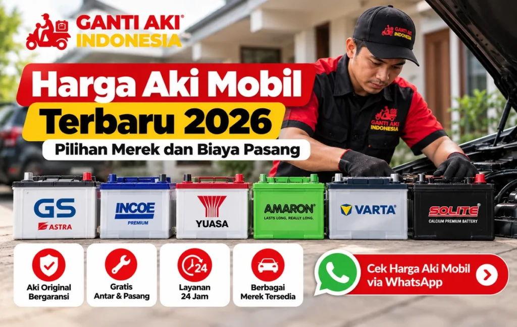 Harga aki mobil terbaru 2026 berbagai merek dan layanan pasang